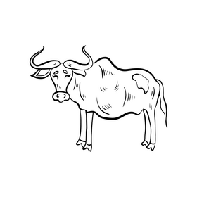 Cartoon buffalo black and white clipart