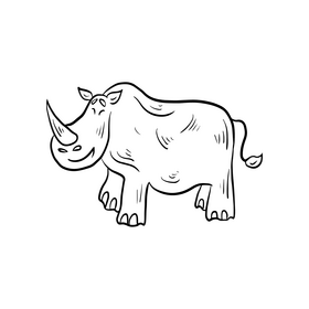 Rhinoceros black and white clipart