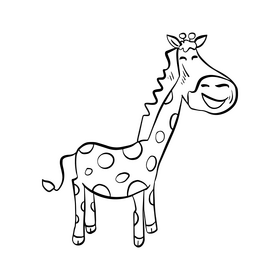 Giraffe cartoon black and white clipart