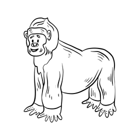 Monkey drawing black and white clipart