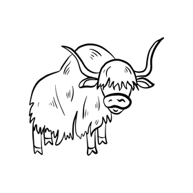Wild yak black and white clipart