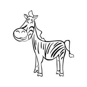 Cartoon zebra black and white clipart