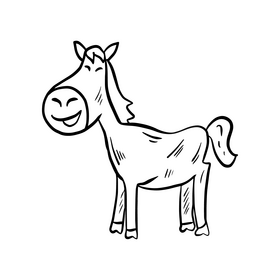Horse animal illustration black and white clipart