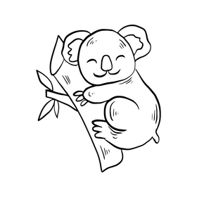 Cute koala black and white clipart