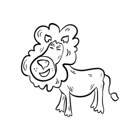 Lion animal illustration black and white clipart