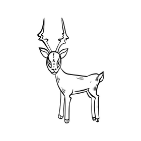 Antelope cartoon black and white clipart