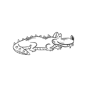 Cartoon crocodile black and white clipart