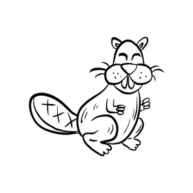 Beaver black and white clipart
