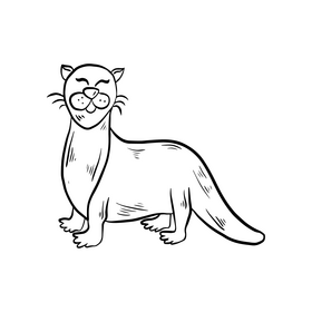 Otter black and white clipart