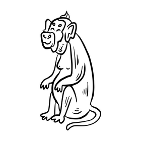 Free monkey illustration black and white clipart