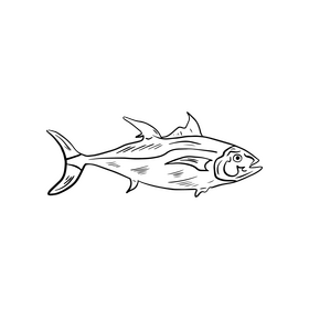 Free fish cartoon black and white clipart