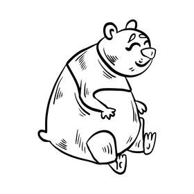 Cute bear animal black and white clipart