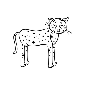 Free cheetah animal black and white clipart