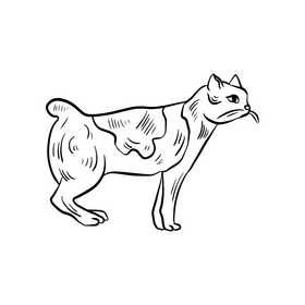 Cat animal illustration black and white clipart