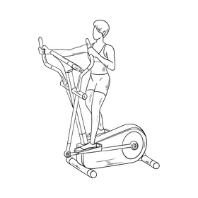Woman doing fitness exercise black and white clipart