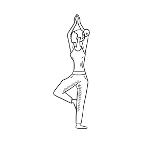 Sports woman doing yoga black and white clipart