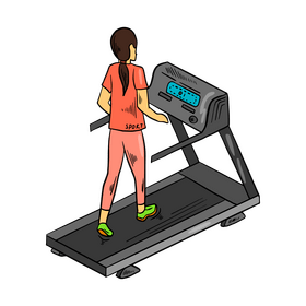Cartoon girl running in gym clipart
