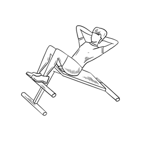 Man exercising in gym illustration black and white clipart