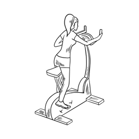 Fitness girl cartoon drawing black and white clipart