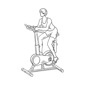 Girl training in gym illustration black and white clipart