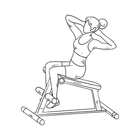 Sportswoman in gym illustration black and white clipart