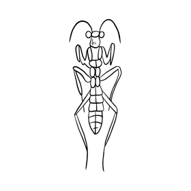 Cartoon mantis black and white clipart