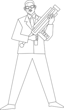 Agent J MIB black and white clipart