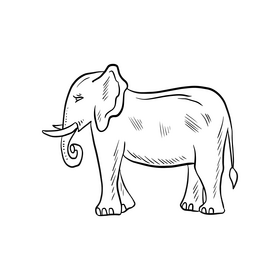 Elephant cartoon black and white clipart