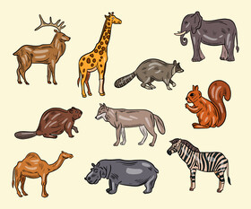 Animals and brown paper cartoon vector free download