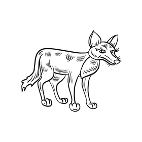 Fox animal black and white clipart