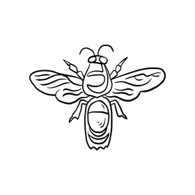 Wasp cartoon black and white clipart