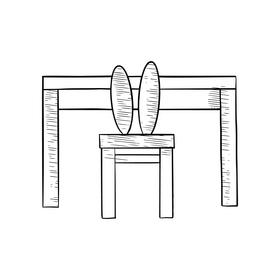 Cartoon desk for children black and white clipart