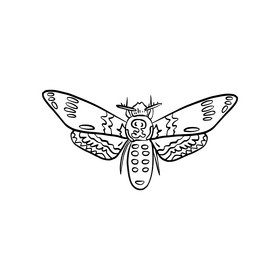 Cossina insect illustration black and white clipart