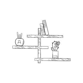 Modern shelf black and white clipart