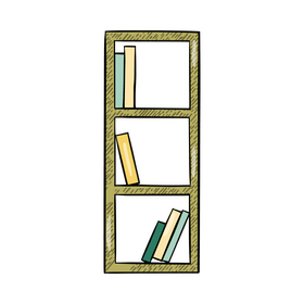 Bookshelf cartoon clipart