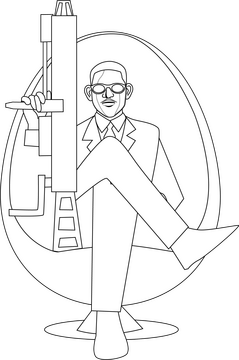 Agent J Men in Black black and white clipart