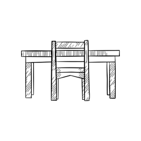 Children study desk black and white clipart