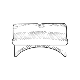 Sofa black and white clipart