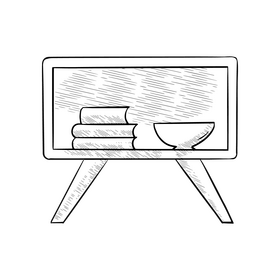 Bookshelf drawing black and white clipart