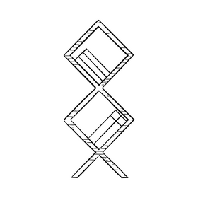 Rhombus bookshelf illustration black and white clipart