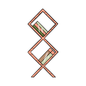 Rhombus bookshelf illustration clipart