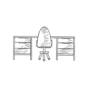 Study desk for kids black and white clipart
