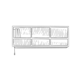 Bookshelf on wall black and white clipart