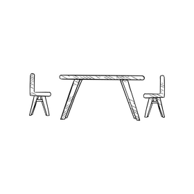 Kids table and chairs black and white clipart