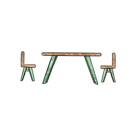 Kids table and chairs clipart