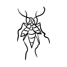 Cartoon butterfly pest black and white clipart