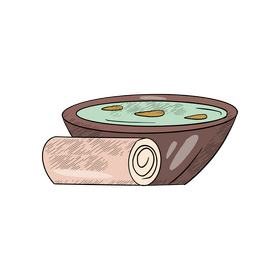 Spa towel and oil on plate clipart