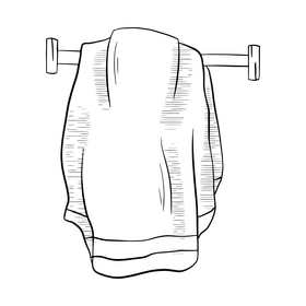 Towel cartoon black and white clipart