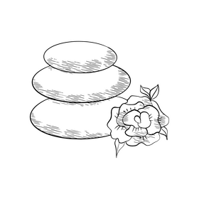 Spa massage stones black and white clipart