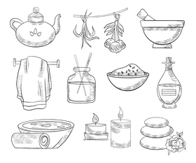 Spa items black and white vector